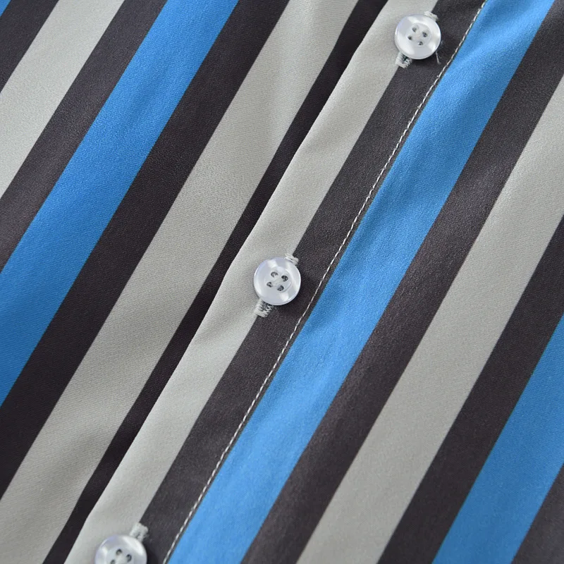 Autumn new striped long-sleeved shirt soft Comfortable Breathable Business casual printed square neck shirt Green blue men's top
Autumn new striped long-sleeved shirt soft Comfortable Breathable Business casual printed square neck shirt Green blue men's top