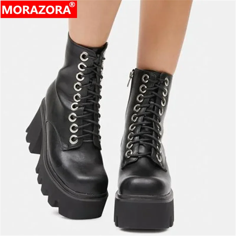 MORAZORA 2021 Black Gladiator Shoes Women Ankle Boots Lace Up Zip Winter High Heels Platform Shoes Fashion Punk Shoes Ladies
MORAZORA 2021 Black Gladiator Shoes Women Ankle Boots Lace Up Zip Winter High Heels Platform Shoes Fashion Punk Shoes Ladies