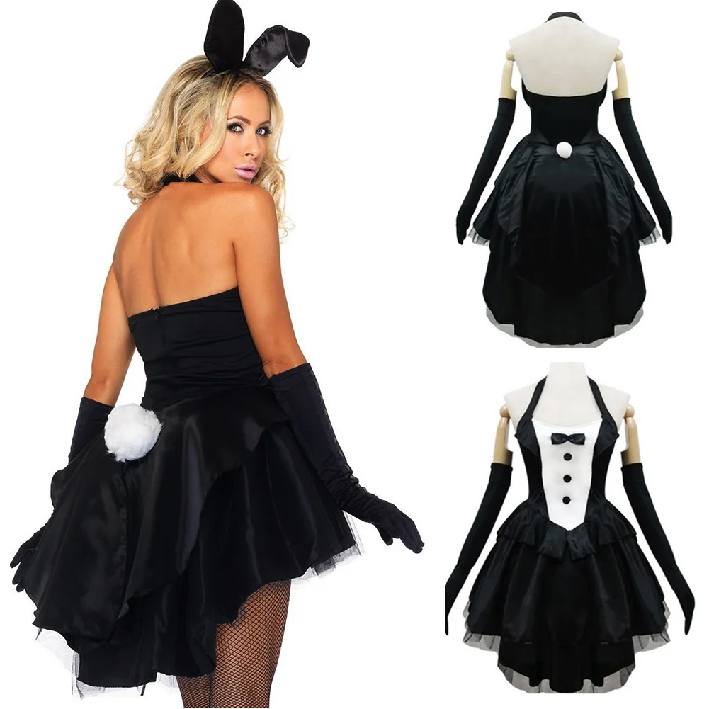 Женский топ с ушками сексуальная юбка на Хэллоуин милый костюм полиэстер для