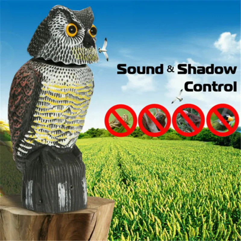 Realistic Bird Scarer Rotating Head Sound Owl Prowler Decoy Protection Repellent Pest Control Scarecrow Garden Yard Decoration
Realistic Bird Scarer Rotating Head Sound Owl Prowler Decoy Protection Repellent Pest Control Scarecrow Garden Yard Decoration