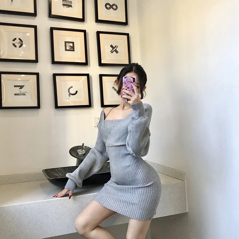 2021 spring and winter new Korean version sexy slim fake two-piece dresses long sleeve knitted dresses women fashion new arrive
2021 spring and winter new Korean version sexy slim fake two-piece dresses long sleeve knitted dresses women fashion new arrive