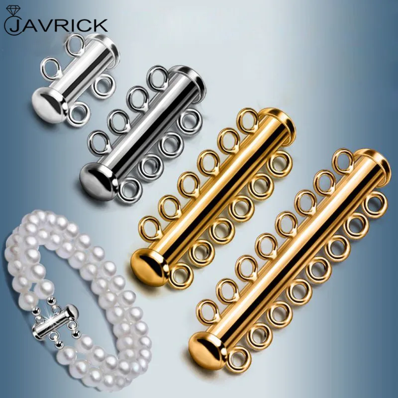 

10Pcs Layered Bracelet Necklaces Slide Strong Magnetic Clasps Tubes Lock Rhodium Plated Buckle Hook Jewelry Findings