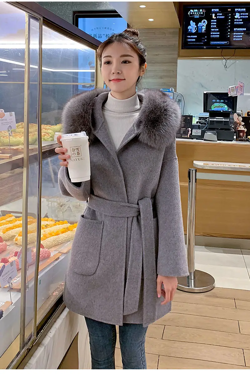 New Double-sided Woolen Coat Women Fur Coat Fur Collar Hood Cashmere Wool Blends Autumn and Winter Long Outerwear Woolen Coat
New Double-sided Woolen Coat Women Fur Coat Fur Collar Hood Cashmere Wool Blends Autumn and Winter Long Outerwear Woolen Coat