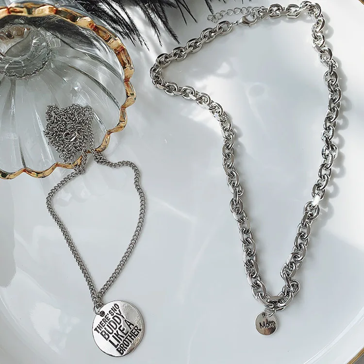 Women Men Double Necklace Friendship Round Card Pendant Vintage Clavicle Chain Alloy Plating Statement Necklace
Women Men Double Necklace Friendship Round Card Pendant Vintage Clavicle Chain Alloy Plating Statement Necklace