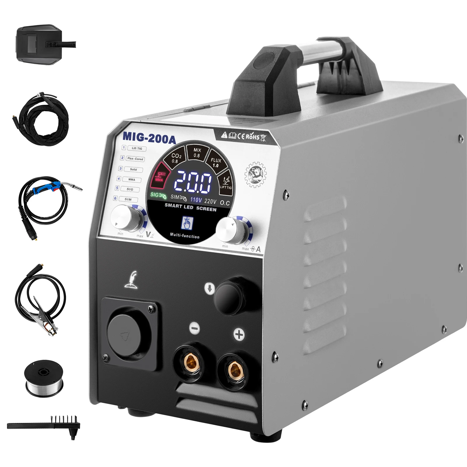 Сварочный аппарат VEVOR IGBT Technology 200A, сварочный аппарат с флюсовой сердцевиной 6 в 1 для ремонта и изготовления металлических материалов
Сварочный аппарат VEVOR IGBT Technology 200A, сварочный аппарат с флюсовой сердцевиной 6 в 1 для ремонта и изготовления металлических материалов