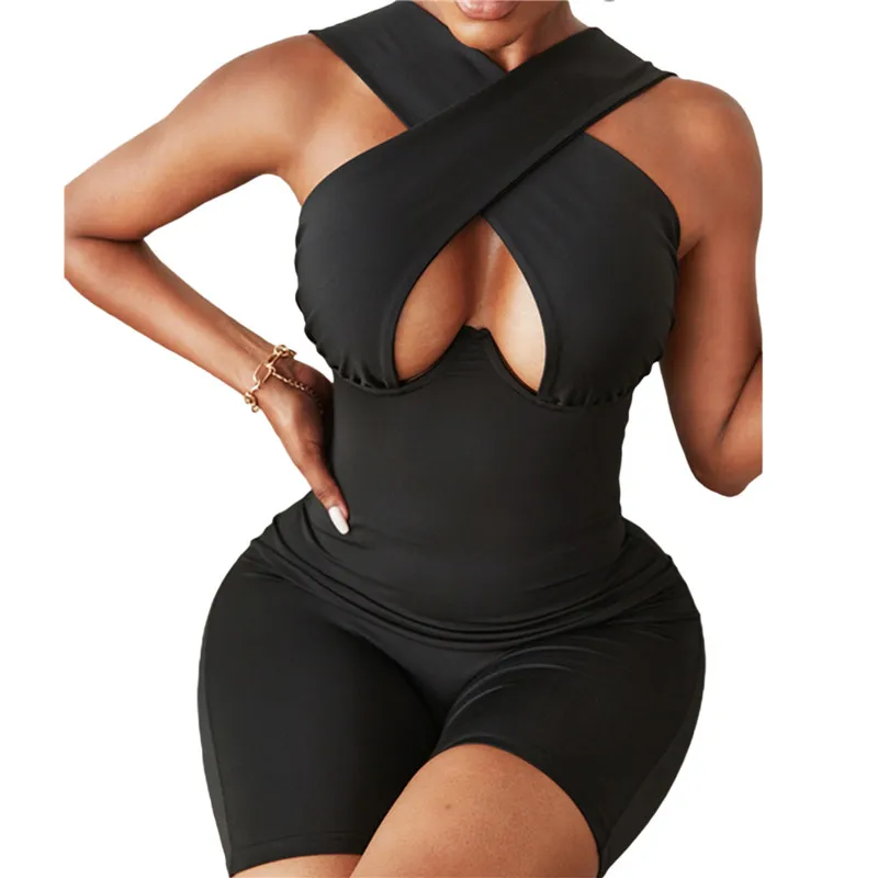 Женский пикантный однотонный короткий комбинезон на бретелях с вырезами, Модный комбинезон без рукавов с перекрестной завышенной талией, л... 
Женский пикантный однотонный короткий комбинезон на бретелях с вырезами, Модный комбинезон без рукавов с перекрестной завышенной талией, л...