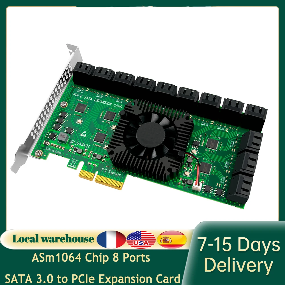 Плата расширения ASm1064 с 8 портами SATA 3,0 на PCIe, PCI Express адаптер SATA 3, конвертер с радиатором, переходник для майнинга
Плата расширения ASm1064 с 8 портами SATA 3,0 на PCIe, PCI Express адаптер SATA 3, конвертер с радиатором, переходник для майнинга