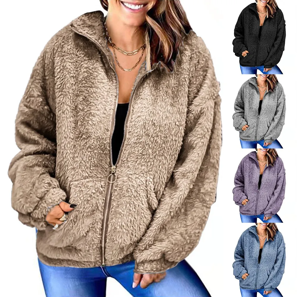Women Pockets Loose Fluffy Plush Zip Cardigan Faux Lamb Wool Warm Thick Sports Fleece Pullover Sweater Coat
Women Pockets Loose Fluffy Plush Zip Cardigan Faux Lamb Wool Warm Thick Sports Fleece Pullover Sweater Coat