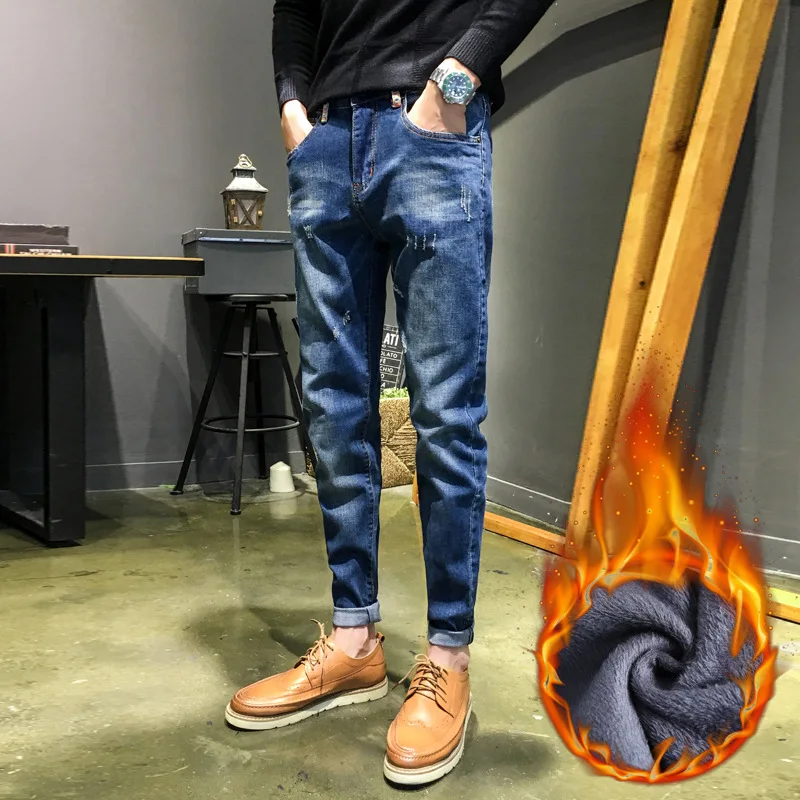 Blue Winter Denim Jeans Male 2019 Korean Style Men Plus Velvet Thicken Stretch Slim Straight Casual Mens Warm Pants for Winter
Blue Winter Denim Jeans Male 2019 Korean Style Men Plus Velvet Thicken Stretch Slim Straight Casual Mens Warm Pants for Winter