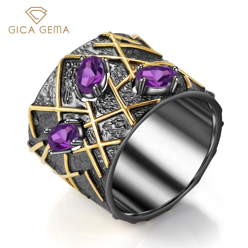 GICA GEMA 100% 925 Silver Rings For Women Natural Amethyst Gemstone Fine Fashion Trend Unusual Jewelry Lady Wedding Gifts 
GICA GEMA 100% 925 Silver Rings For Women Natural Amethyst Gemstone Fine Fashion Trend Unusual Jewelry Lady Wedding Gifts