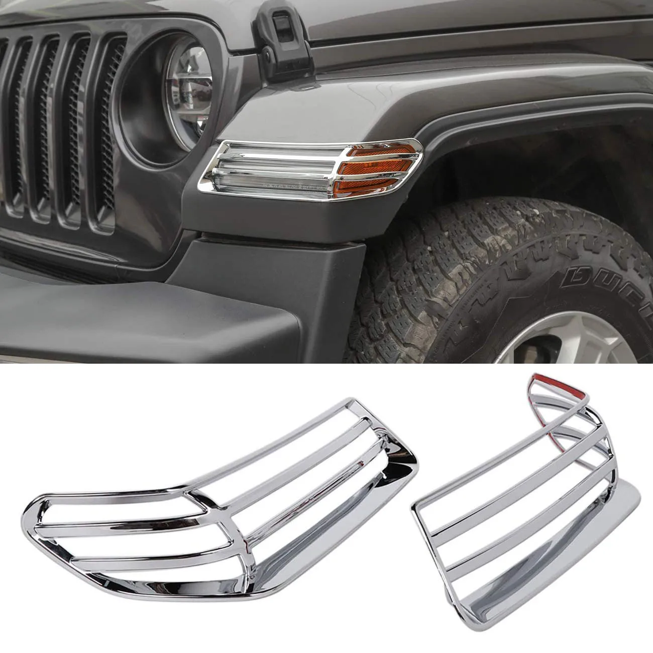 Car Exterior Front Wheel Eyebrow Light Decor Cover Chrome Sticker Trim For Jeep Wrangler JL 2018 2019 2020 
Car Exterior Front Wheel Eyebrow Light Decor Cover Chrome Sticker Trim For Jeep Wrangler JL 2018 2019 2020