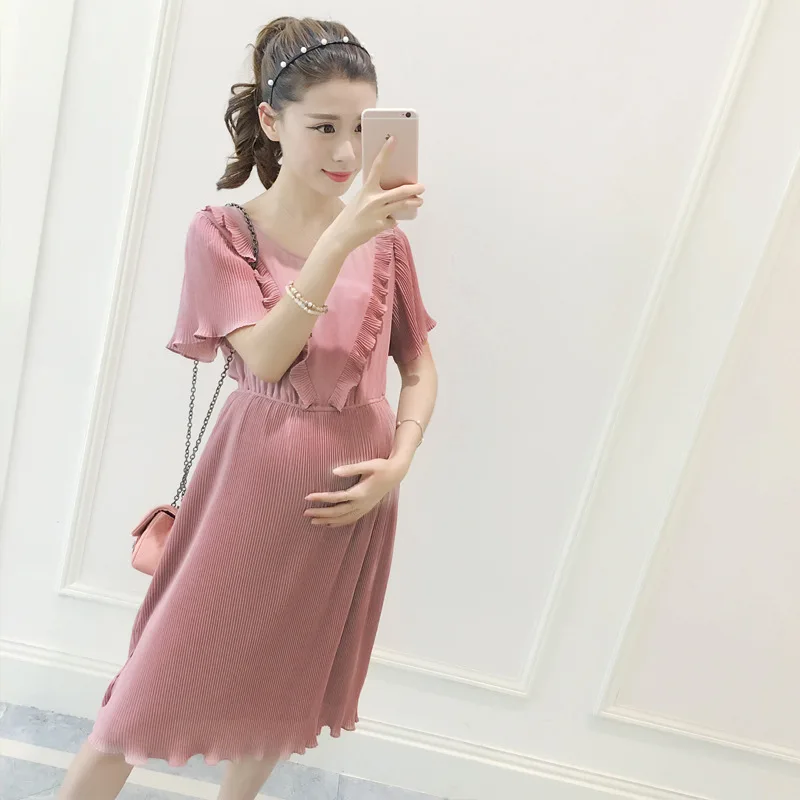 Summer Maternity Clothes New Fashion Chiffon Dress Large Size Slimming Temperament Pleated Maternity Skirt Tide for Pregnant Mom
Summer Maternity Clothes New Fashion Chiffon Dress Large Size Slimming Temperament Pleated Maternity Skirt Tide for Pregnant Mom