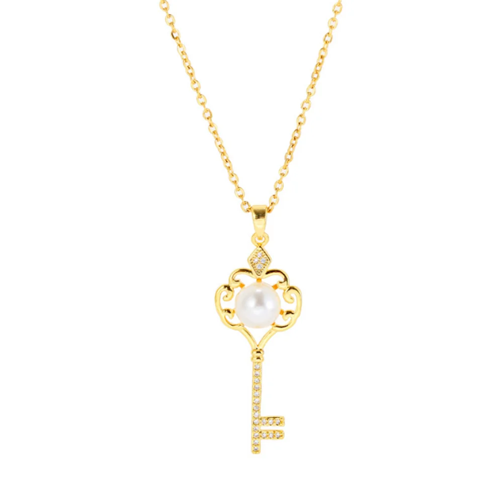 316L Stainless Steel Golden Luxury Pearl Titanium Crystal Zircon Key Pendant Necklace Fashion Jewelry
316L Stainless Steel Golden Luxury Pearl Titanium Crystal Zircon Key Pendant Necklace Fashion Jewelry
