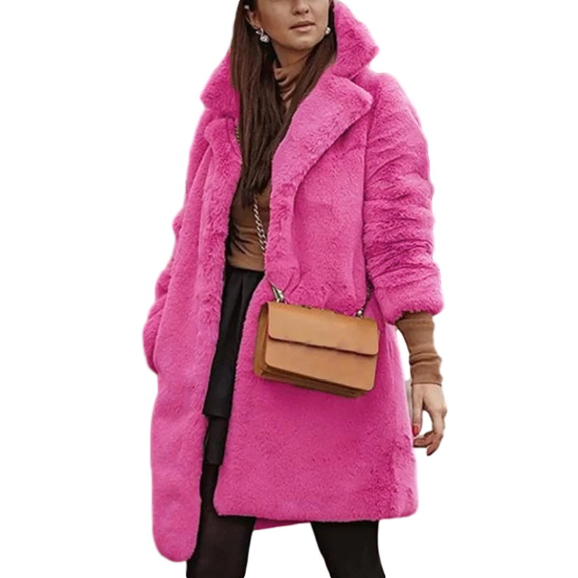 2021 New Women Rose Red Faux Fur Long Teddy Coat Spring Autumn Female Casual Warm Overcoat Elegant Ladies Turn-down Collar Parka
2021 New Women Rose Red Faux Fur Long Teddy Coat Spring Autumn Female Casual Warm Overcoat Elegant Ladies Turn-down Collar Parka