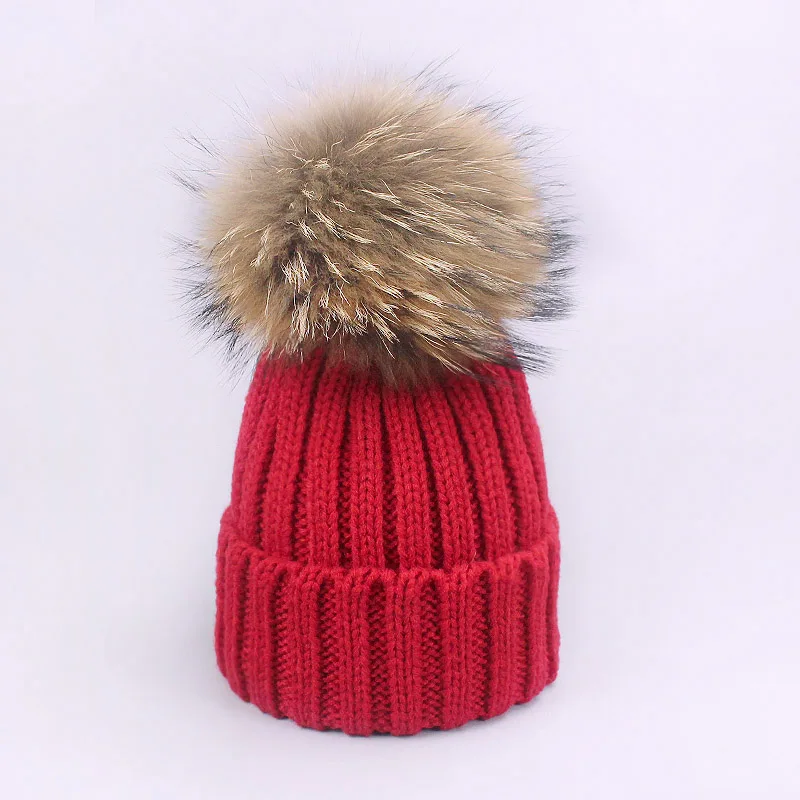 

New Winter Wool Knitted Hat Beanies Girl Female Cute Warm Hats With Real Fur Pom Poms Women Girl Beanie Warm Knitted Bobble Cap