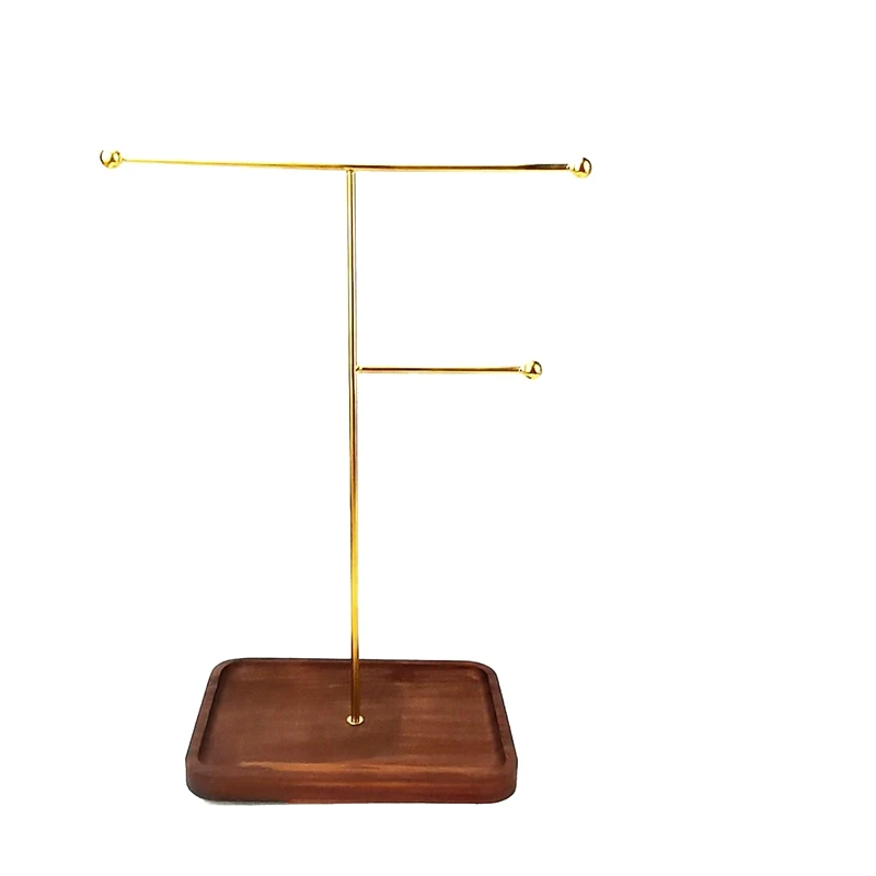 Walnut Base Jewelry Display Stand Jewelry Metal Storage Rack Gold Necklace Earring Hanger
Walnut Base Jewelry Display Stand Jewelry Metal Storage Rack Gold Necklace Earring Hanger