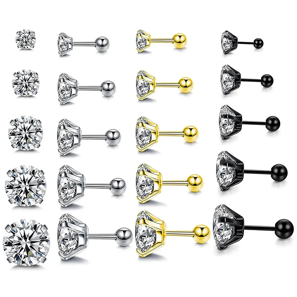 A Pair of 2.5 Mm To 6 Mm Screw-in 316l Stainless Steel Classic AAA Round White Zircon Earrings, Colorfast and Hypoallergenic
A Pair of 2.5 Mm To 6 Mm Screw-in 316l Stainless Steel Classic AAA Round White Zircon Earrings, Colorfast and Hypoallergenic