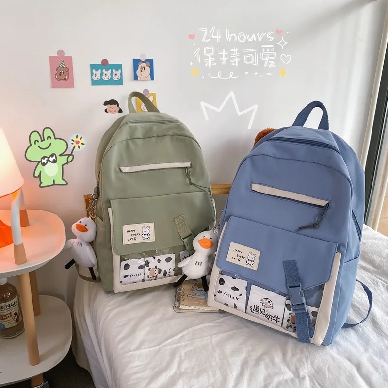 

Японский Модный женский рюкзак, однотонная Повседневная нейлоновая школьная сумка для девочек, большой дорожный школьный рюкзак