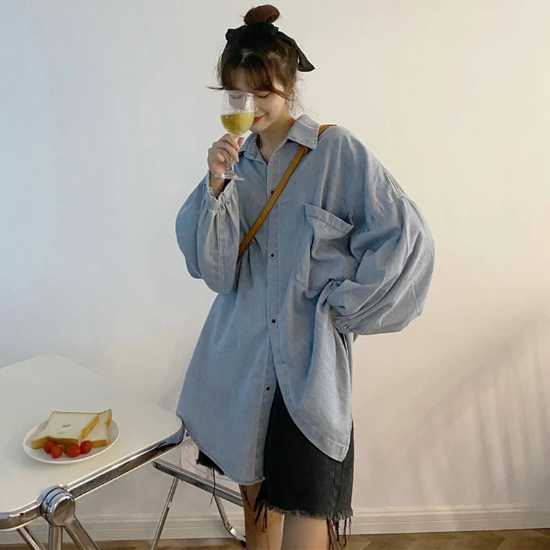 SHENGPALAE Denim Blouse Women's Spring 2021 New Lapel Single Breasted Large Size Pocket Long Sleeve Solid Color Shirt Female 5B5
SHENGPALAE Denim Blouse Women's Spring 2021 New Lapel Single Breasted Large Size Pocket Long Sleeve Solid Color Shirt Female 5B5