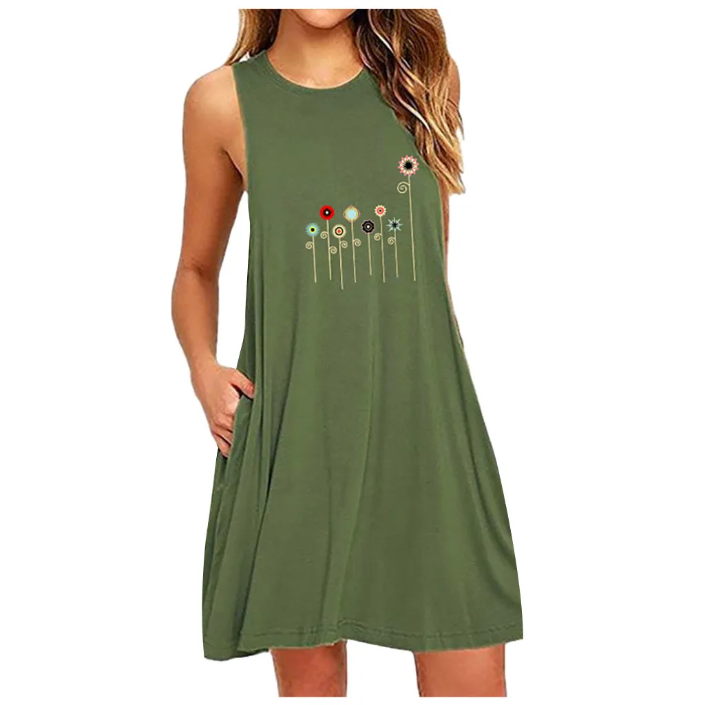 Ladies Summer Beach Dress Fashion Womens Pocket Flowers Printing Sleeveless Casual Nightdress Mini Dress Vestido Female vestido
Ladies Summer Beach Dress Fashion Womens Pocket Flowers Printing Sleeveless Casual Nightdress Mini Dress Vestido Female vestido