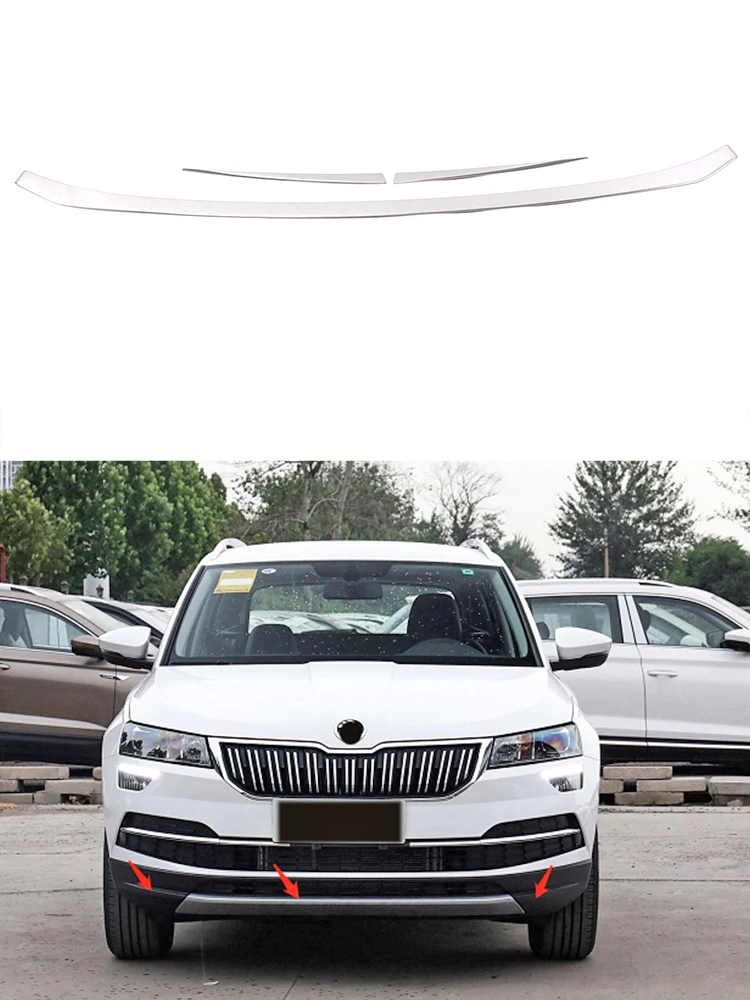 

For Skoda Karoq 2018 2019 2020 Front Bumper Trim Cover Lower Engine Grid Grill Strip Frame Chrome Car Accessories