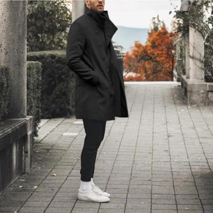 New Long-sleeved Trench Coat Men Classic Solid Color Autumn Winter Long Jacket Casual Loose Male Overcoat
New Long-sleeved Trench Coat Men Classic Solid Color Autumn Winter Long Jacket Casual Loose Male Overcoat