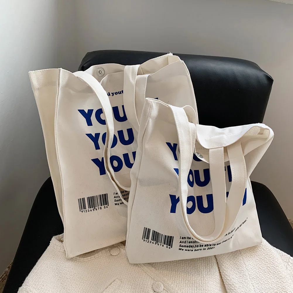 Women Canvas Shopping Bag YOUTH Letters Print Female Cotton Cloth Shoulder Bag Eco Handbag Tote Reusable Grocery Shopper Bags
Women Canvas Shopping Bag YOUTH Letters Print Female Cotton Cloth Shoulder Bag Eco Handbag Tote Reusable Grocery Shopper Bags