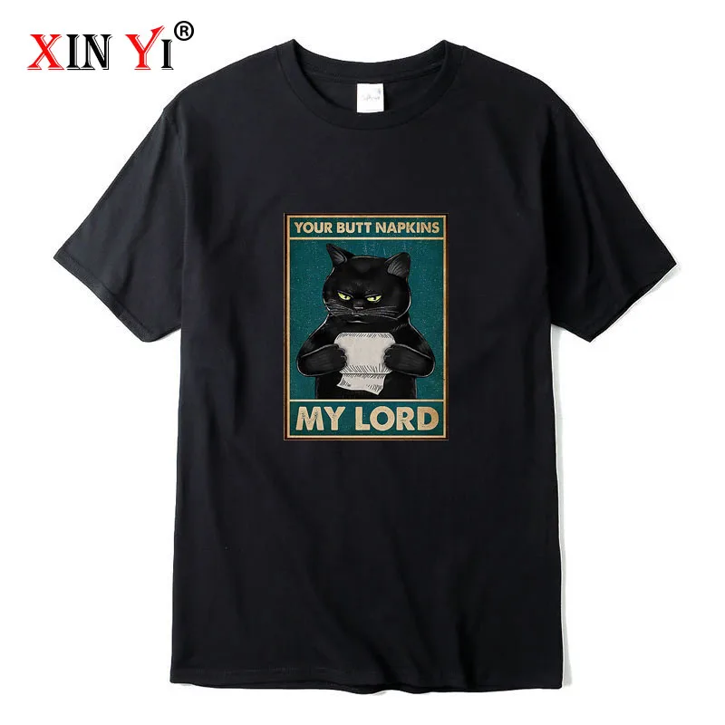 

XIN YI Men's T-shirt High Quality 100%cotton Funny cat printing Summer casual cool loose o-neck men t-shirt male tops