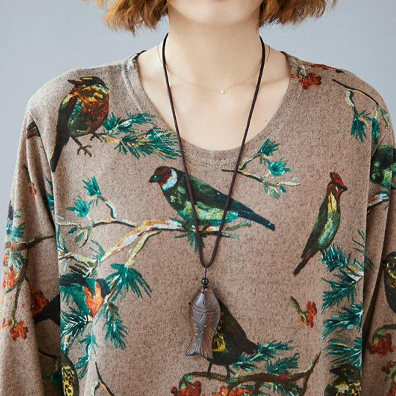 2020 Autumn Women Plus Size Animal Print Tshirt Female Oversized Retro Long Sleeve Hedging Bird Graphic Tees Femme Top Females 
2020 Autumn Women Plus Size Animal Print Tshirt Female Oversized Retro Long Sleeve Hedging Bird Graphic Tees Femme Top Females