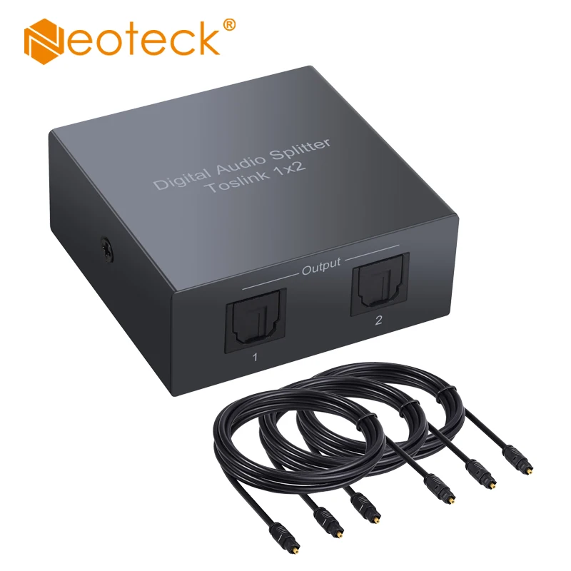 Neoteck алюминиевый сплав 2 порта SPDIF Toslink оптический цифровой аудио сплиттер 1x2 1 в