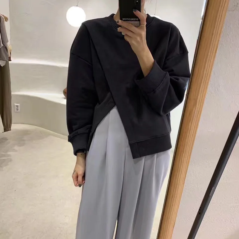 Zoki Fashion Pullover Hoodies Spring Long Sleeve O Neck Loose Irregular Sweatshirt Korean Solid Female Streetwear Tops New 2021
Zoki Fashion Pullover Hoodies Spring Long Sleeve O Neck Loose Irregular Sweatshirt Korean Solid Female Streetwear Tops New 2021
