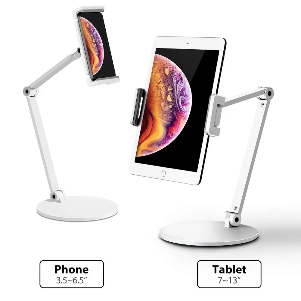 Long Arm Tablet Stands For Ipad Pro 12.9 Inch Apple Air 10.9 Bracket 7-13'' Tablet Holder Desk Accessories Folding Metal Support
