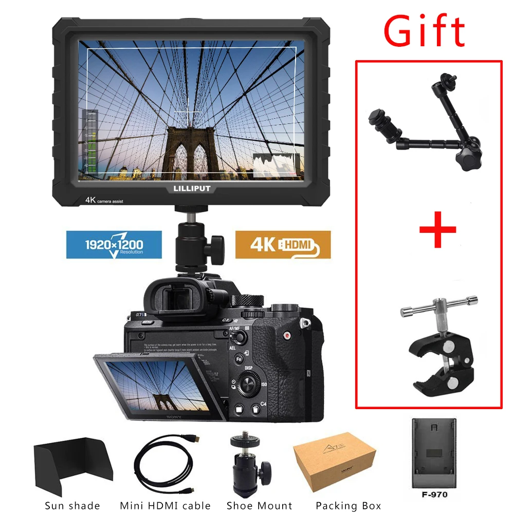 Lilliput A7S 7 дюймов 4K монитор IPS Full HD 1920x1200 HDMI на камеру видео полевой для Canon Nikon Sony DSLR