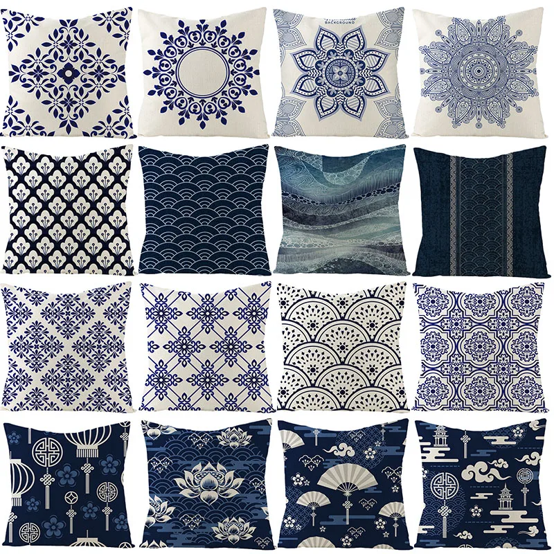 Синяя декоративная наволочка 45 х45 с геометрическим рисунком мандалы, Классическая наволочка в этническом стиле, льняная подушка для дивана
Синяя декоративная наволочка 45 х45 с геометрическим рисунком мандалы, Классическая наволочка в этническом стиле, льняная подушка для дивана