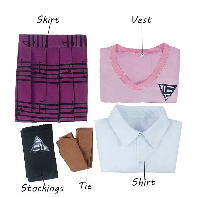 Game New Danganronpa V3 Akamatsu Kaede Cosplay Costume JK School Uniform Halloween Women Clothes Shirt Vest Skirt Tie Stocking
Game New Danganronpa V3 Akamatsu Kaede Cosplay Costume JK School Uniform Halloween Women Clothes Shirt Vest Skirt Tie Stocking