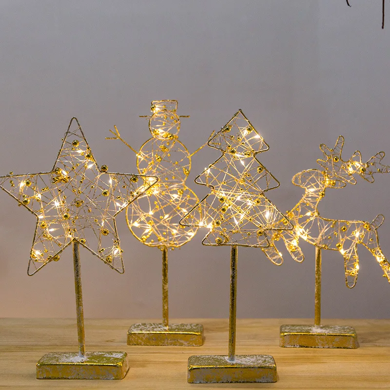 Christmas Iron Ornaments Mini Christmas Tree Five-Pointed Star Snowman LED Lighting Creative Home Office Decoration Ornaments
Christmas Iron Ornaments Mini Christmas Tree Five-Pointed Star Snowman LED Lighting Creative Home Office Decoration Ornaments