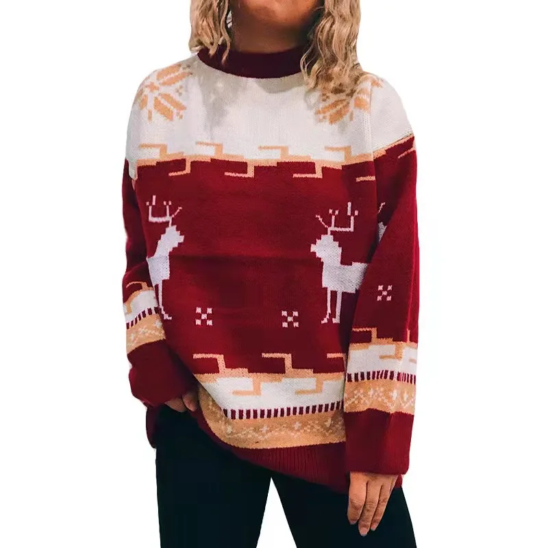 Round neck new year Christmas theme sweater knitted pullover Christmas sweater women autumn and winter round neck sweater
Round neck new year Christmas theme sweater knitted pullover Christmas sweater women autumn and winter round neck sweater