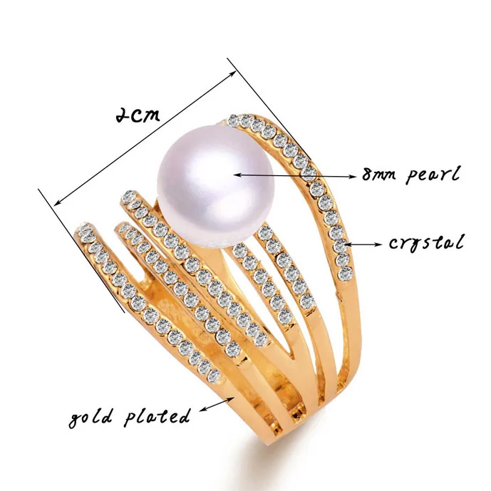 

SINLEERY Luxury Multilayers Cubic Zircon White Pearl Big Rings For Women Size 7 8 9 10 Silver Color Wedding Jewelry Jz544 SSB