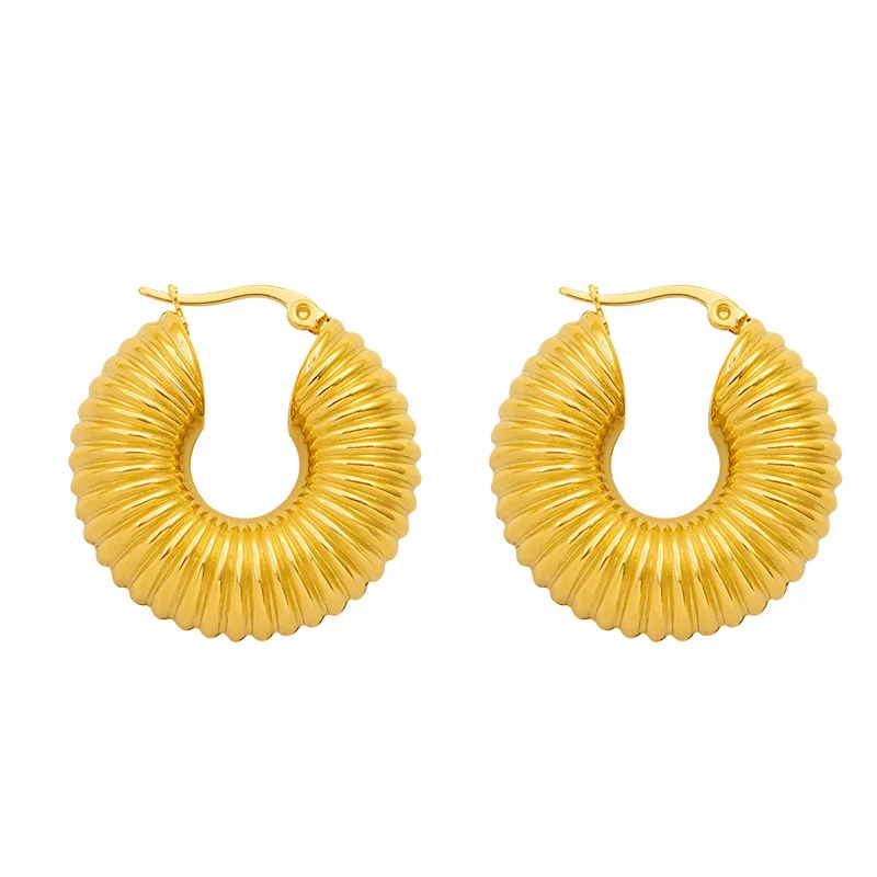 Stainless Steel Geometric Design Circle Earrings Feminine 2021 New For Women Pleated Gold Wedding Accessories Luxury Jewelry
Stainless Steel Geometric Design Circle Earrings Feminine 2021 New For Women Pleated Gold Wedding Accessories Luxury Jewelry