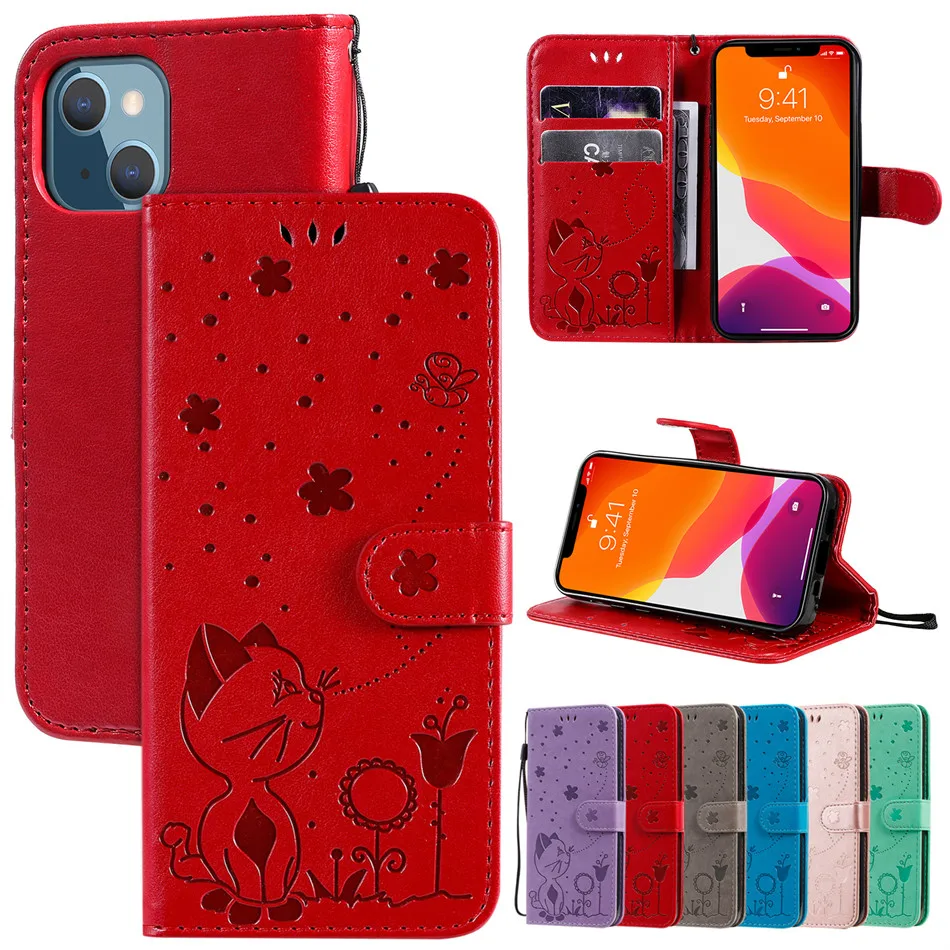 

Cute Cat Bee Flip Case For Sony Xperia L4 XZ5 20 8 1 10 5 ii iii 1ii 10ii 5ii 1iii 10iii 5iii PU Leather Protect Phone Capa D06F