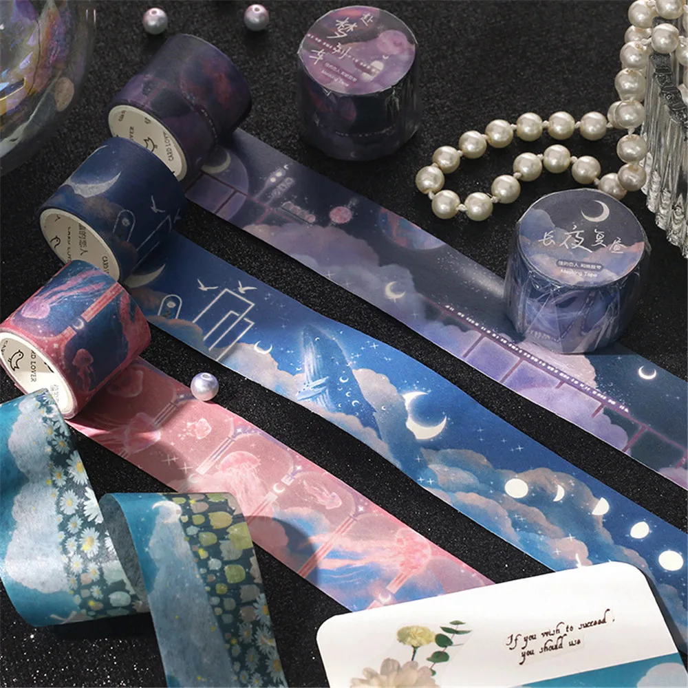 3cm Wide Night Sky Series Washi Tapes Self Adhesive Masking Tapes Kawaii Stationery Stickers DIY Scrapbooking Journal Decoration
3cm Wide Night Sky Series Washi Tapes Self Adhesive Masking Tapes Kawaii Stationery Stickers DIY Scrapbooking Journal Decoration