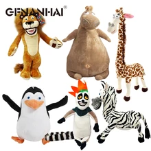 1pc 20-35cm 6 Styles Madagascar plush toy stuffed soft animal dolls giraffe hippo lion penguin zebra lemurs figure gift for kids