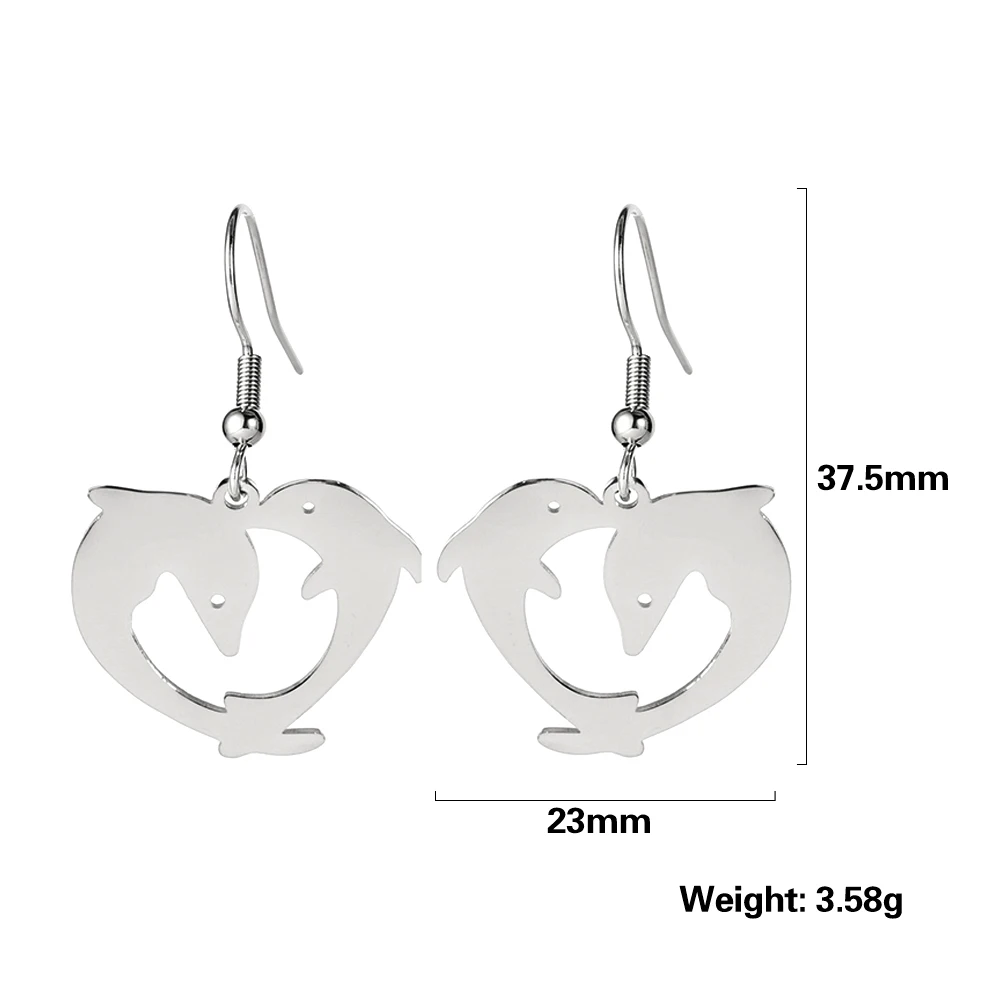 Lucktune Dolphins Heart Drop Earrings for Women Female Couple Stainless Steel Cute Nature Animal Fashion Jewelry Special Gift
Lucktune Dolphins Heart Drop Earrings for Women Female Couple Stainless Steel Cute Nature Animal Fashion Jewelry Special Gift