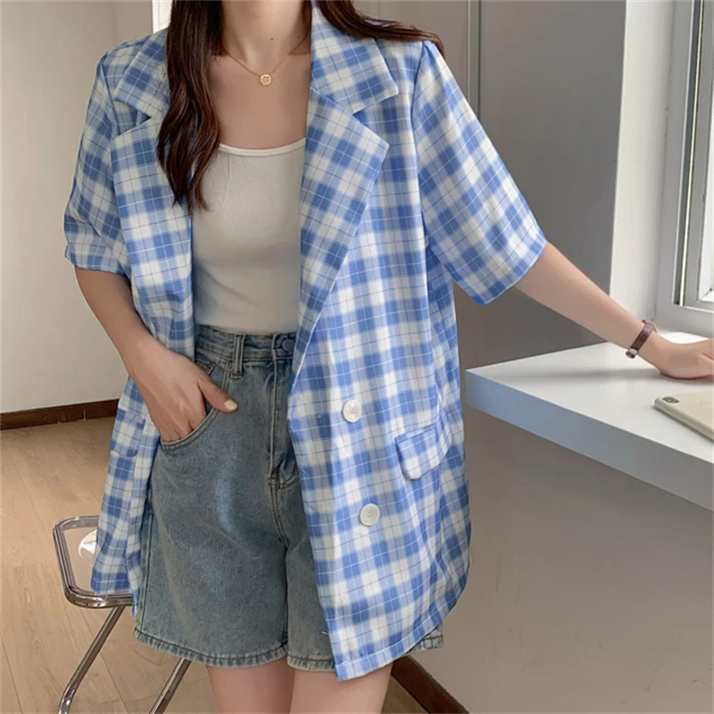 Женский базовый пиджак HziriP, летняя повседневная куртка в шотландскую клетку с коротким рукавом, 2021
Женский базовый пиджак HziriP, летняя повседневная куртка в шотландскую клетку с коротким рукавом, 2021