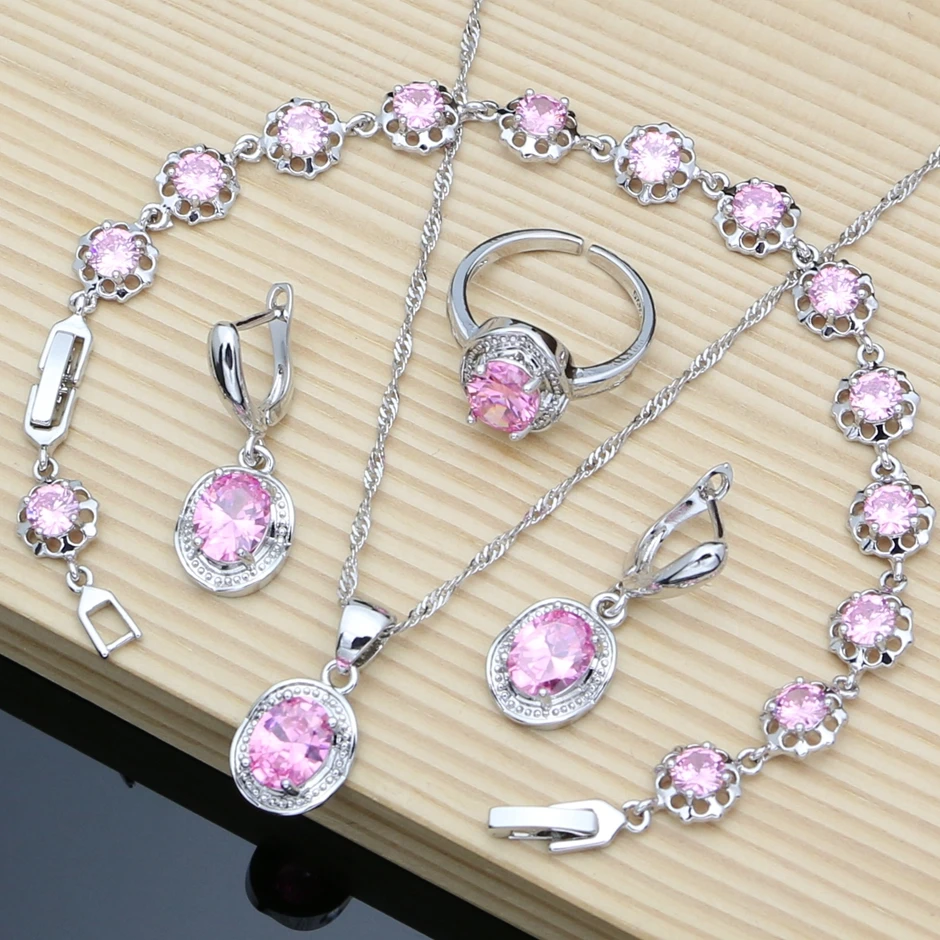 12 Colors Simple Silver 925 Jewelry Sets Pink Topaz Gemstone Birthstone Earrings Bracelet Resizable Ring Necklace Wholesale
12 Colors Simple Silver 925 Jewelry Sets Pink Topaz Gemstone Birthstone Earrings Bracelet Resizable Ring Necklace Wholesale