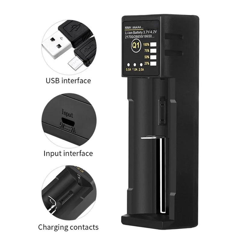 

18650 USB Smart Charger Battery Charger for 18350 18490 18650 21700 22650 26650 AAA AA A SC Li-ion Ni-MH Ni-CD Smart Charger