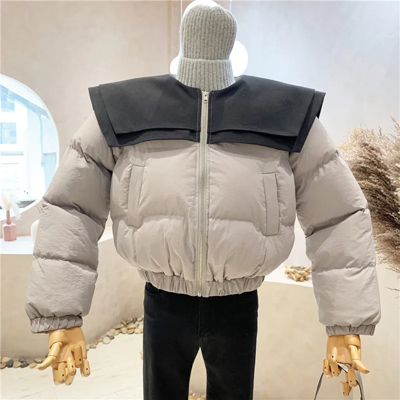 

Новинка, женская одежда нишевого дизайна, зимнее короткое пальто 2021, утепленная одежда с хлопковой подкладкой, повседневная одежда для хлеб...