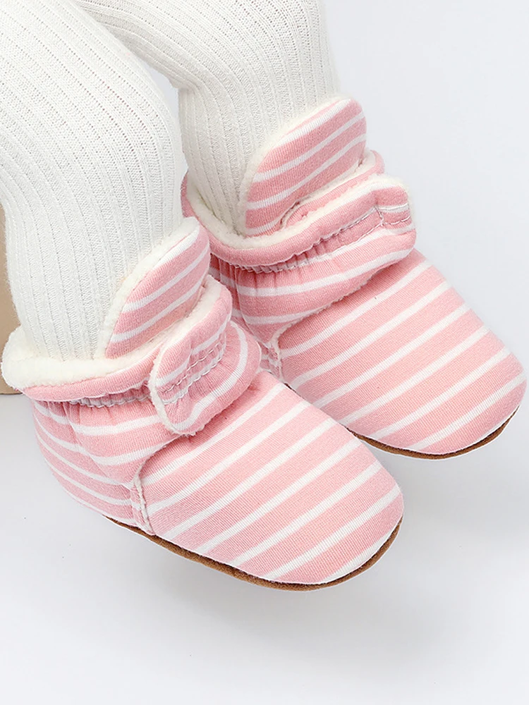 Ботинки для новорожденных, х/б, Нескользящие, в полоску 
Ботинки для новорожденных, х/б, Нескользящие, в полоску