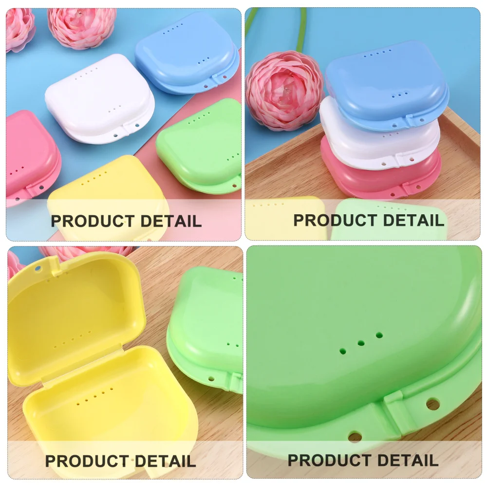 5pcs Retainer Case With Vent Holes and Hinged Lid Snaps Mouth Guard Case Orthodontic Retainer Box Denture Storage Contain 
5pcs Retainer Case With Vent Holes and Hinged Lid Snaps Mouth Guard Case Orthodontic Retainer Box Denture Storage Contain
