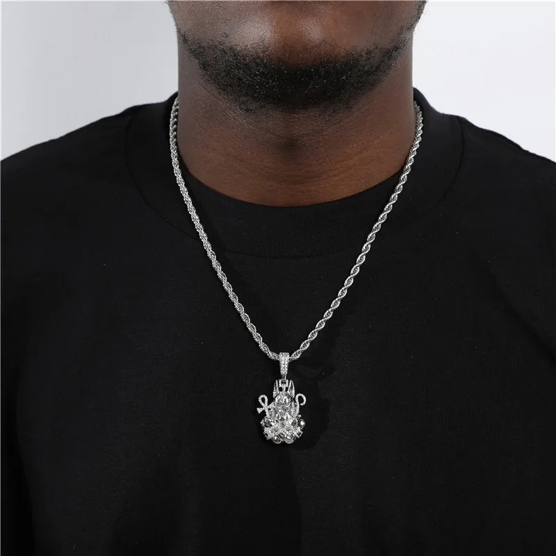 Ожерелье унисекс в стиле хип-хоп с фианитом | Украшения и аксессуары